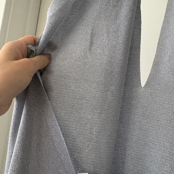 ZARA Halter Neck Maxi Dress in metallic woven silver NWT large - Picture 7 of 7